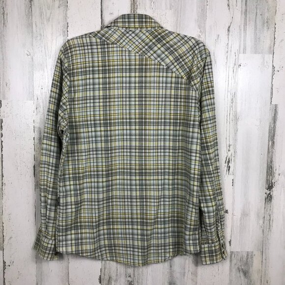 Volcom plaid snap front flannel shirt long sleeve skater size S neutral color - Picture 7 of 8
